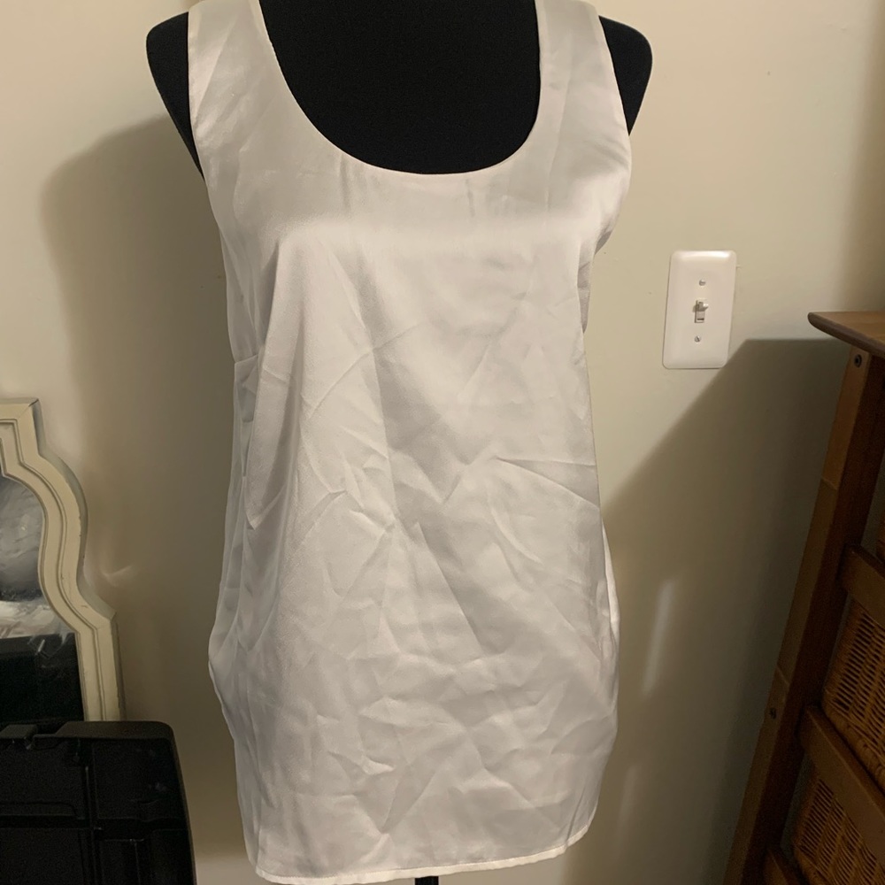 Large Women’s INC White Tank shiny soft